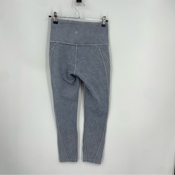 Lululemon Wunder Under Crop Ribbed Snow Washed Women's Size 4 Leggings - Picture 4 of 6
